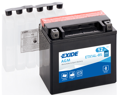 Akumulator motocyklowy Exide ETX14L-BS 12V 12Ah 200A P+ YTX14L-BS Harley
