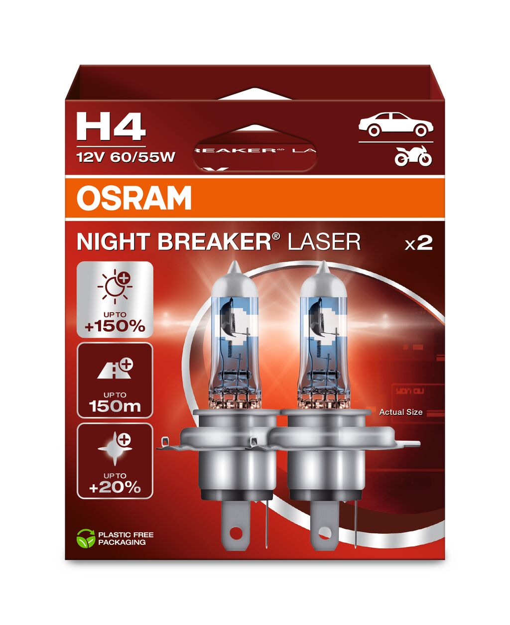 Żarówki Osram Night Breaker Laser +150 H4 60/55 W 2 szt.