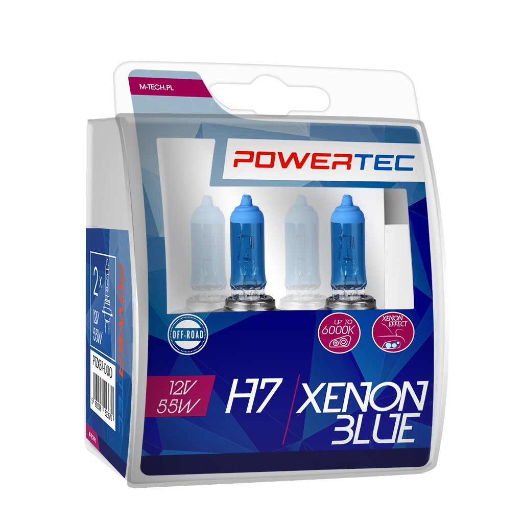 PowerTec Żarówka H7 12V 55W Hyper Blue Duo Box