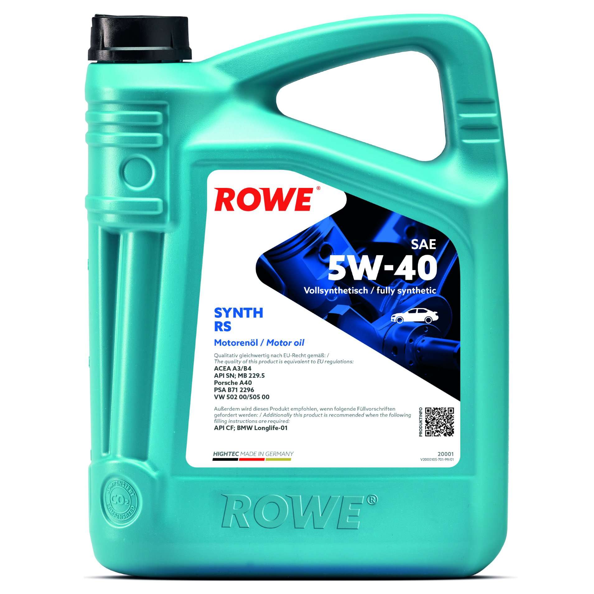 Hightec Synth Rs 5W-40 5L Rowe Acea A3/ B4 Api Sn Mb 229.5 Porsche A40 Psa