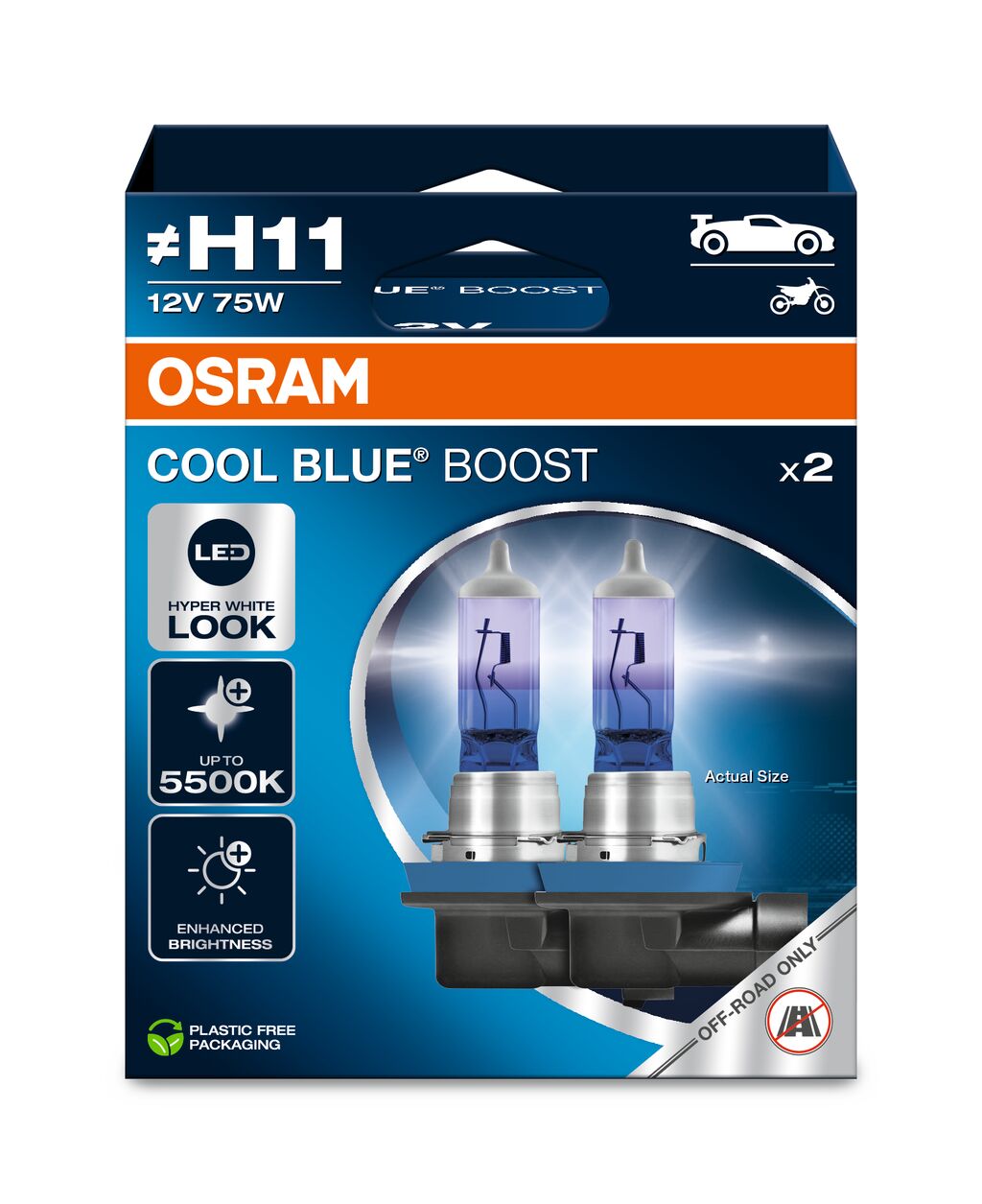 Żarówki Osram Cool Blue Boost Osram 62211CBB-2HB Duo H11 75W 2 Szt.