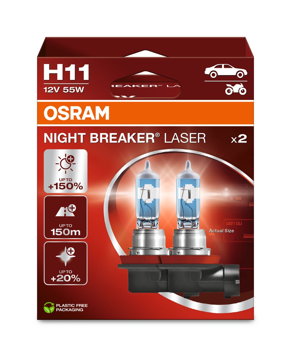 Osram OSR64211NL-2HB Żarówka Night Breaker Laser H11 12V/55W PGJ19-2 +150%