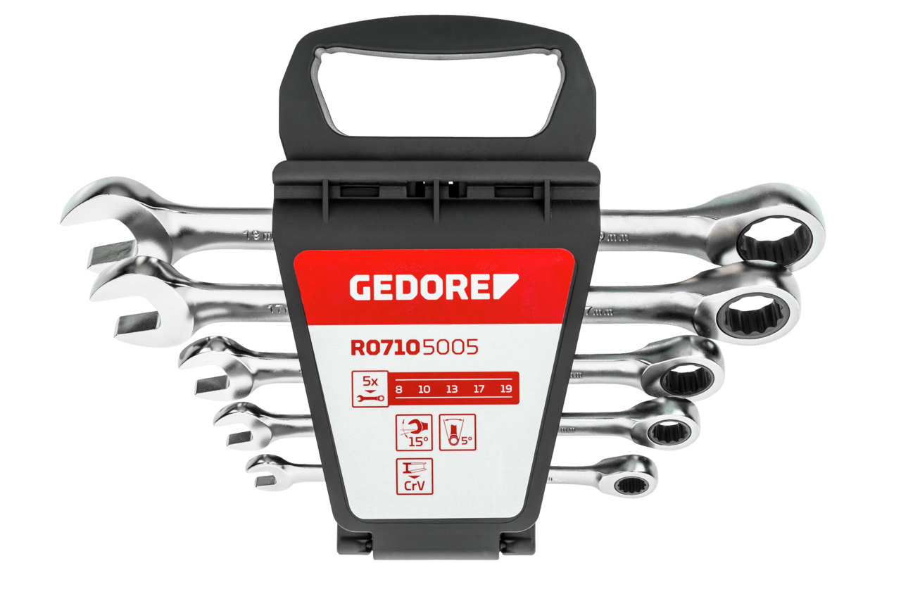 Sada očkoplochých kľúčov s račňami 8-19 mm Gedore R07105005