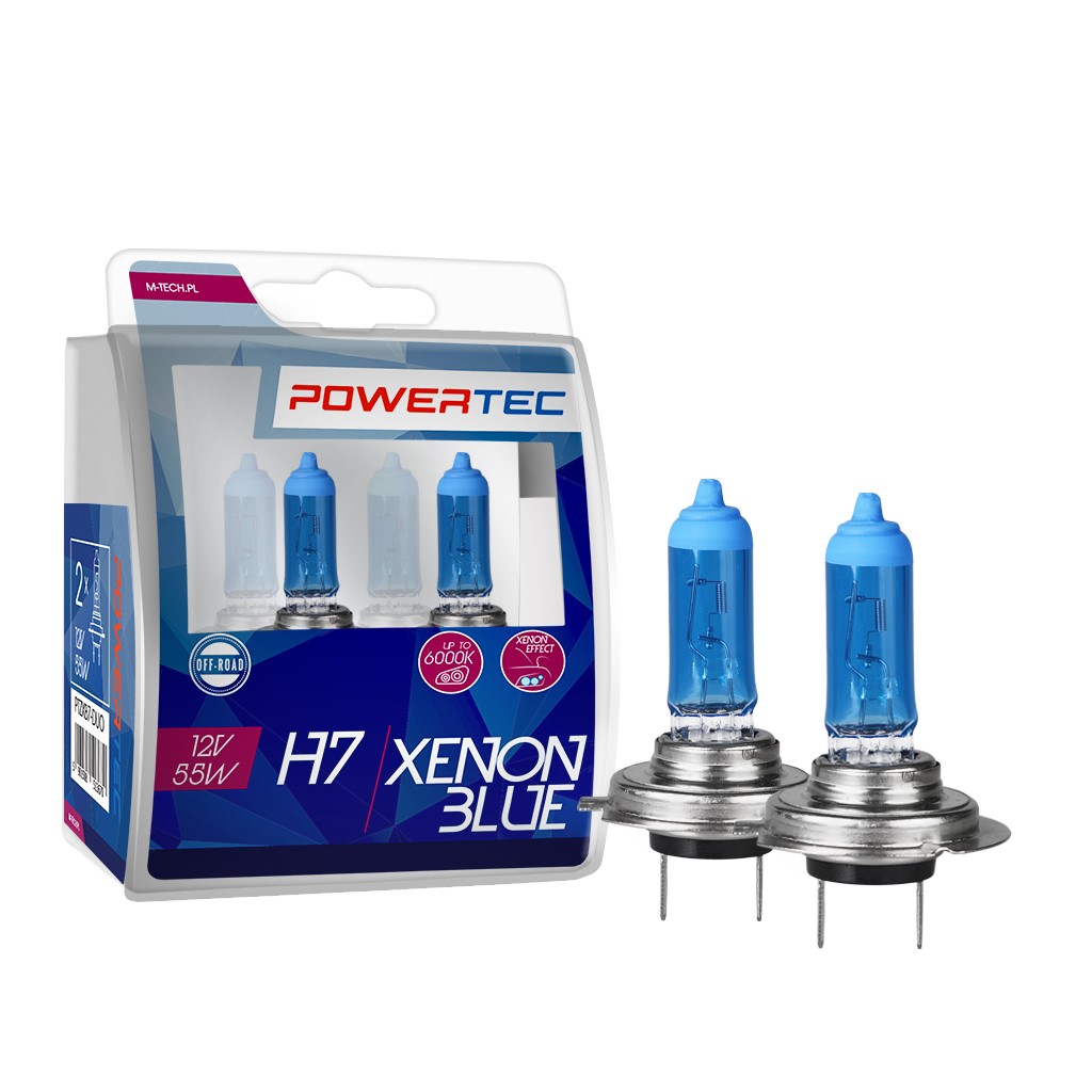 Żarówki halogenowe H7 55W PX26d Powertec Xenon Blue M-tech Duopack 2szt.
