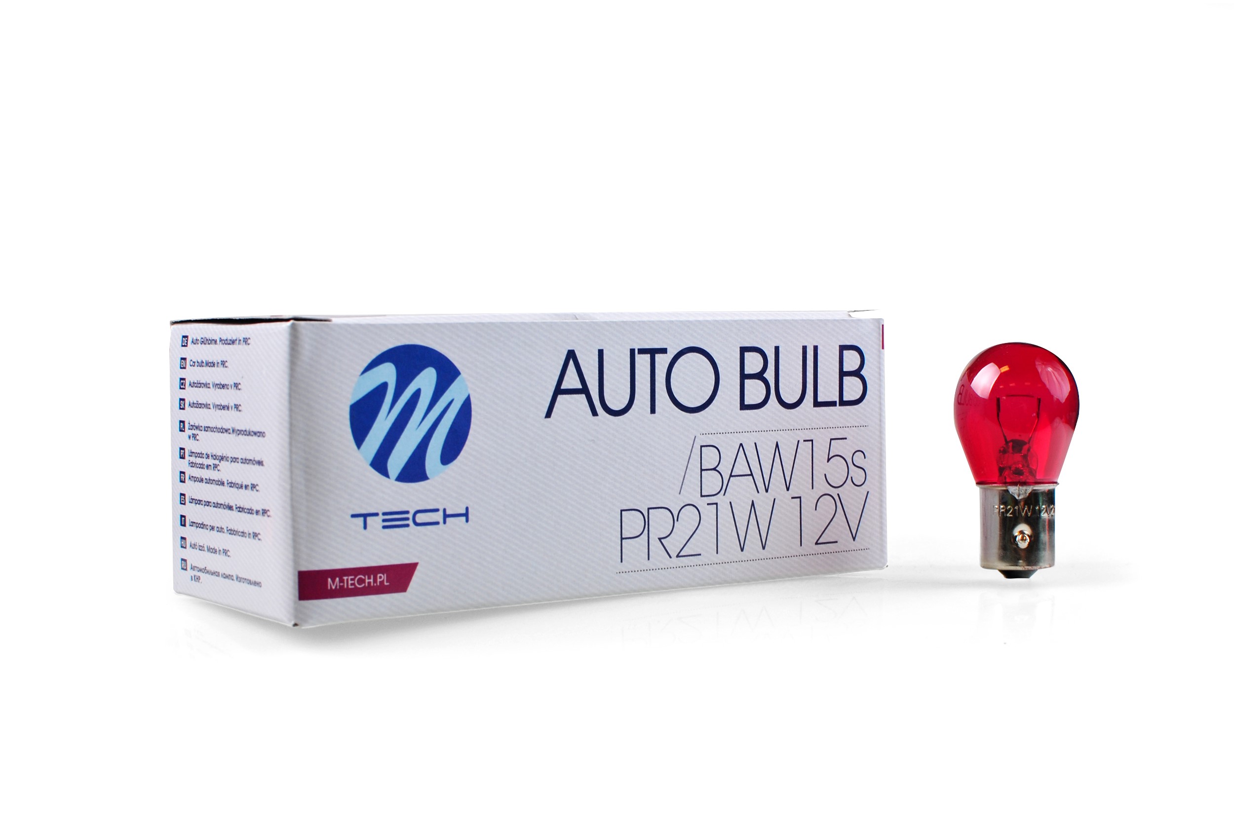 Żarówka PR21W 12V 21W BAW15s /czerwona/ M-tech 1szt.