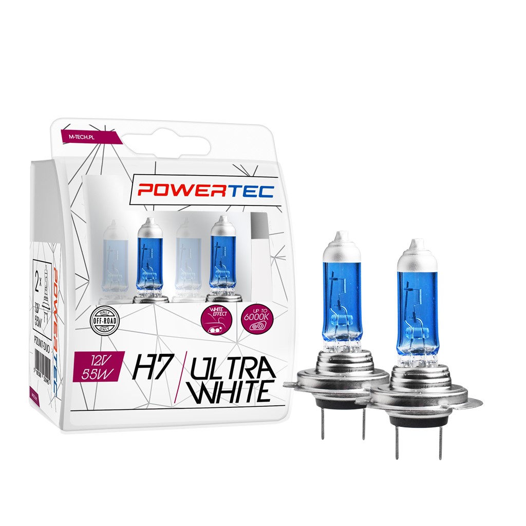 Żarówki halogenowe H7 12V 55W PX26d UltraWhite M-tech 2szt.