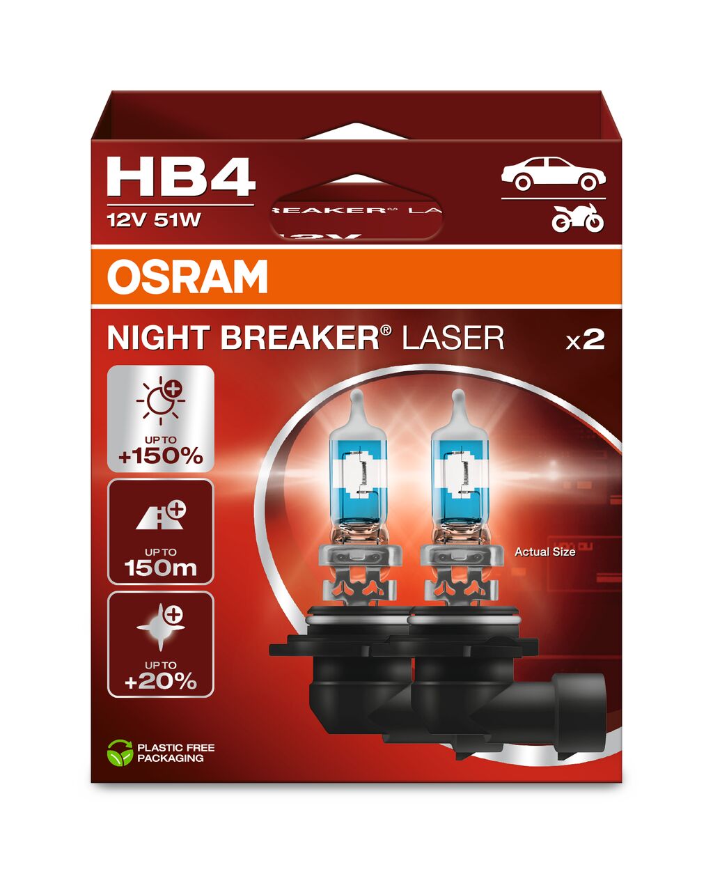Żarówki Osram Night Breaker Laser +150 HB4 51 W 2 szt.