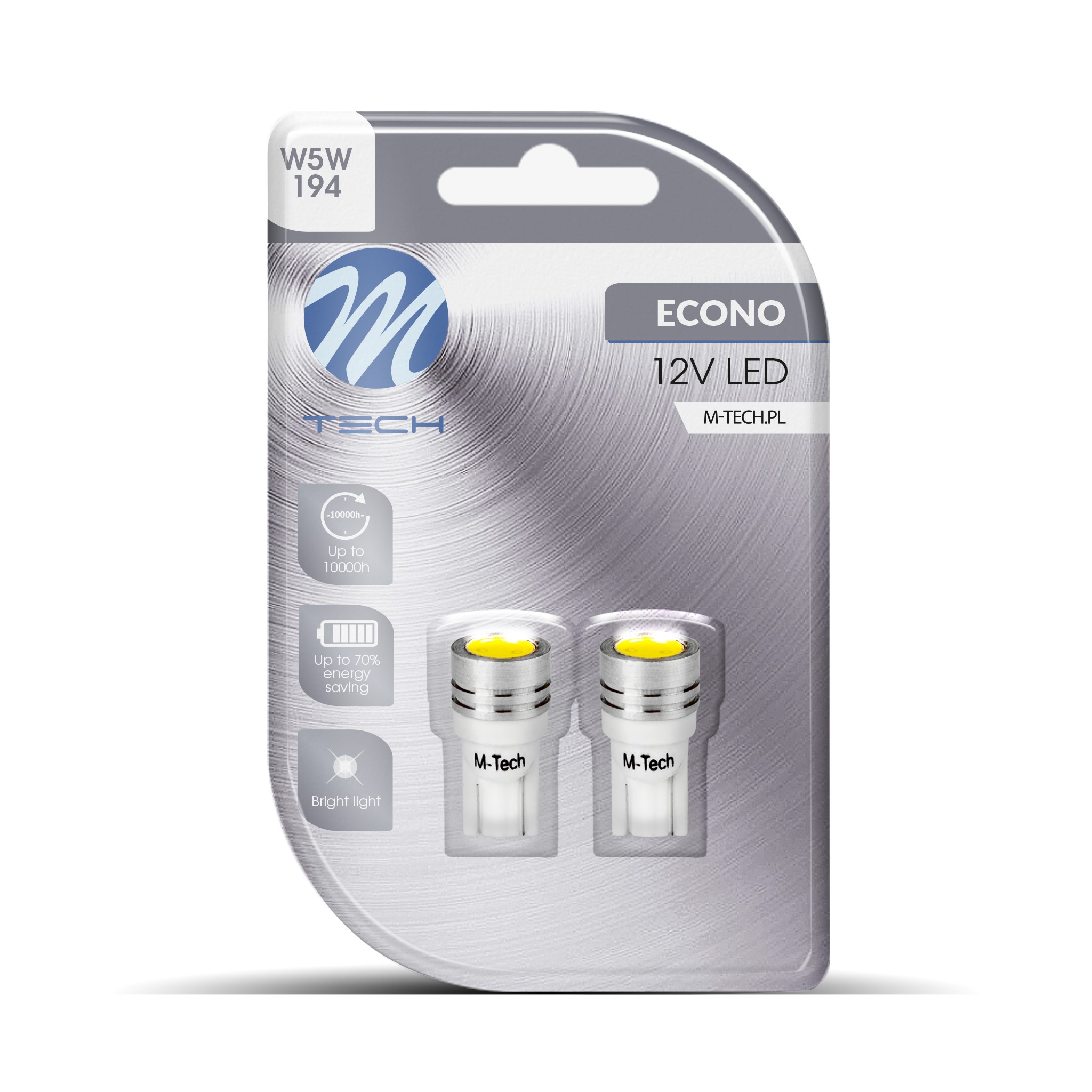 Żarówki W5W Led 12V 1xHP białe M-tech 2szt.