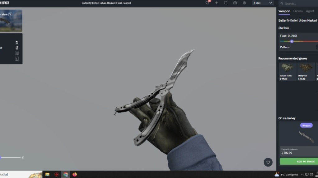Butterfly knife Urban Masked FT csgo Wilczyska Kup teraz na Allegro