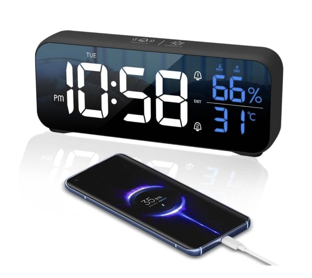 Cyfrowy budzik LED z funkcją drzemki lustrzany na USB | Łódź | Kup ...
