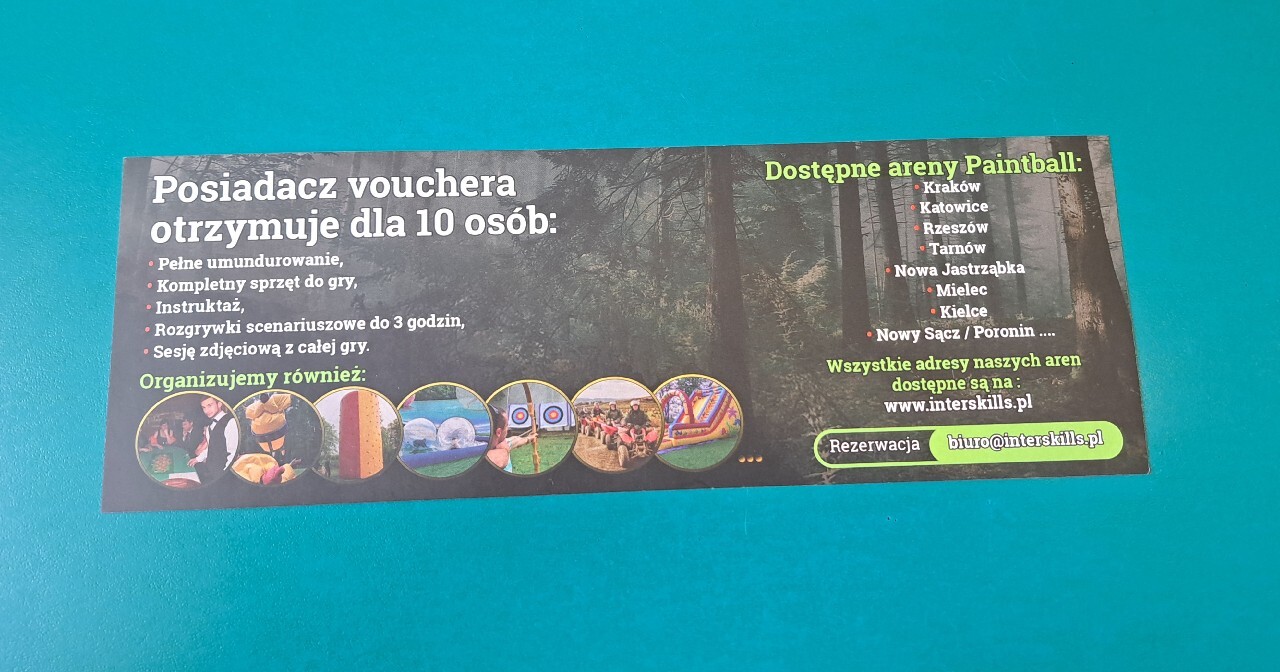 Voucher Paintball "Interskills"Ważny do 31.12.2023 Nowy Sącz Kup