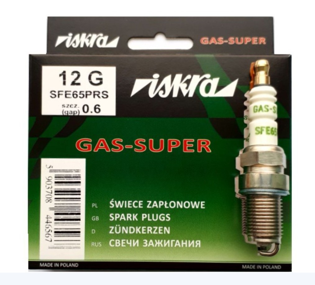 4 X СВІЧКИ ІСКРА 12G SFE65PRS PUNTO SEICENTO STILO PANDA LPG КОМПЛЕКТ 
