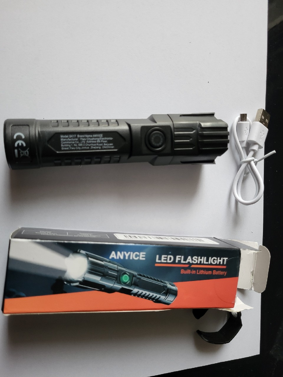 ЛІХТАРИК LED (СВІТЛОДІОД) ANYICE SK17 USB АКУМУЛЯТОР | МАЛА I ПОТУЖНА НОВА 