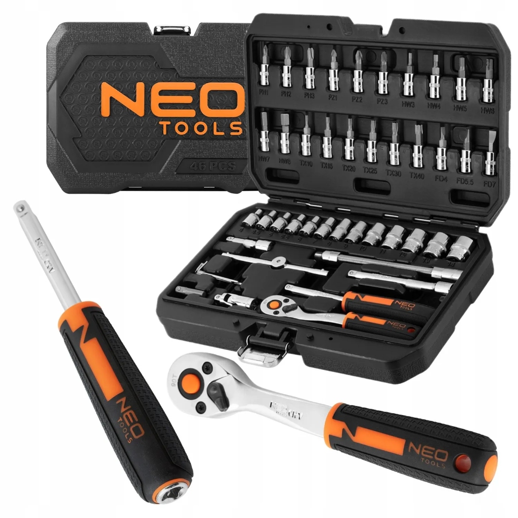 NEO КОМПЛЕКТ КОМПЛЕКТ КЛЮЧІ NASADOWE 1/4'' 46EL CRV НАСАДКИ TORX BITY 10-004 