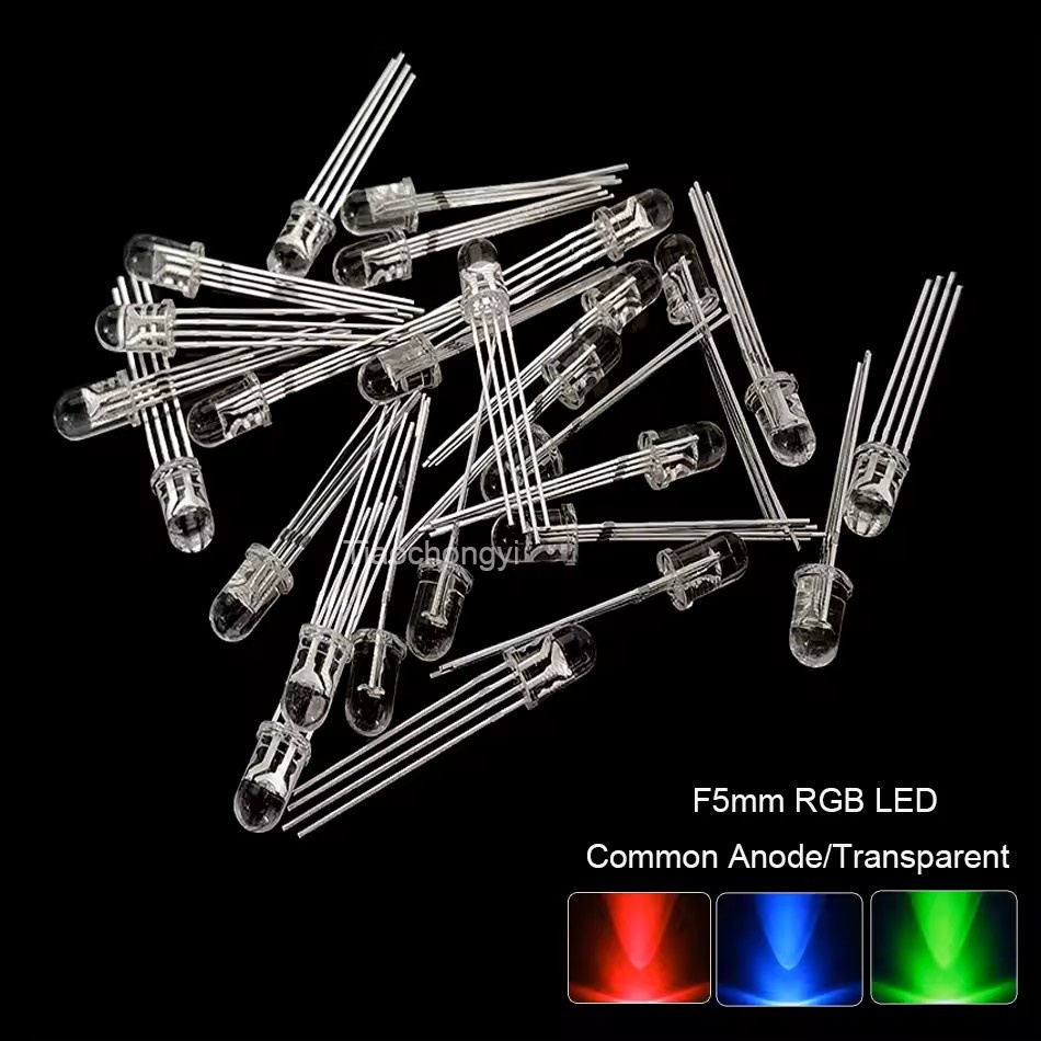 Dioda LED RGB 5mm WA okrągła przeźroczysta wspólna anoda | Myślenice ...
