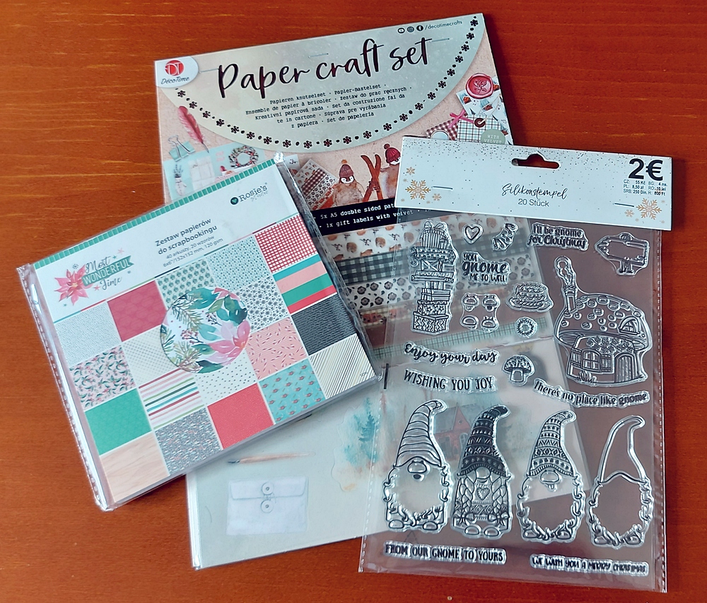 Bloczek papierów świątecznych + Paper Craft + stemple krasnale ...