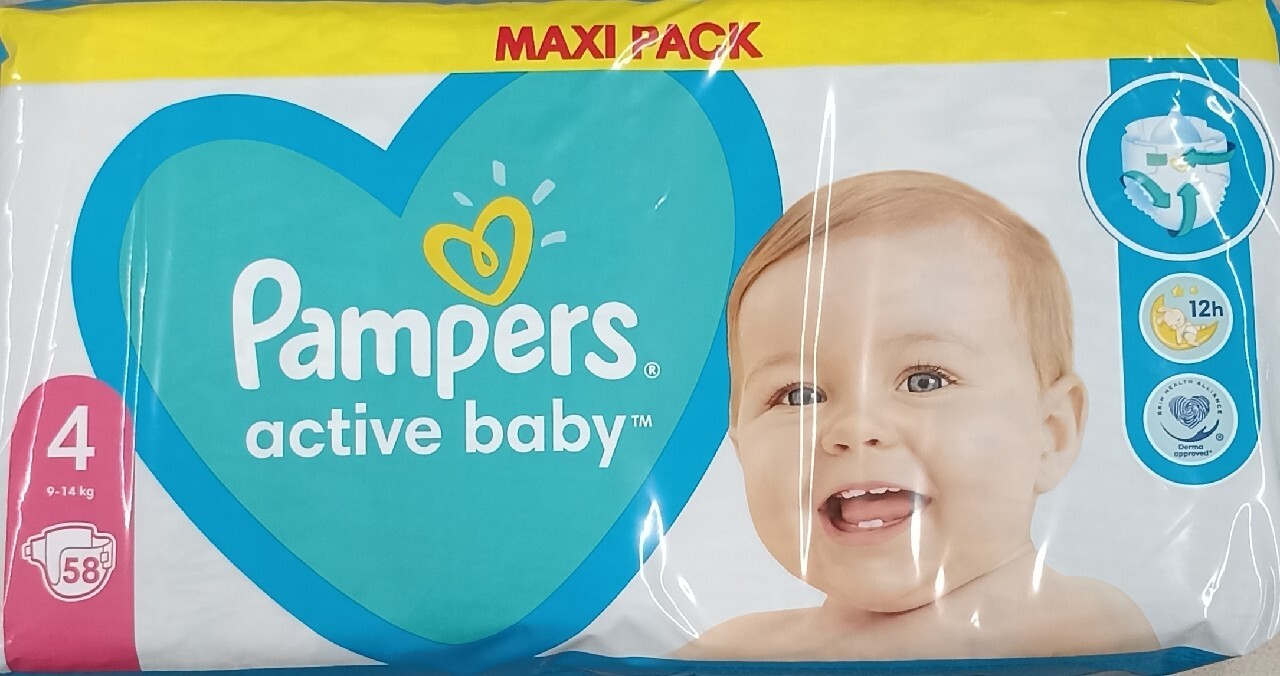 Pampersy Pampers Active Baby 4 | MAXI PACK 58 szt | Łódź | Kup teraz na ...