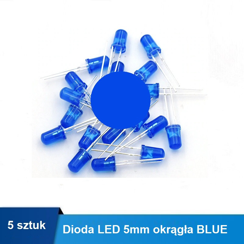 Dioda LED 5mm okrągła BLUE Arduino [5 szt]_041 | Koluszki | Kup teraz ...