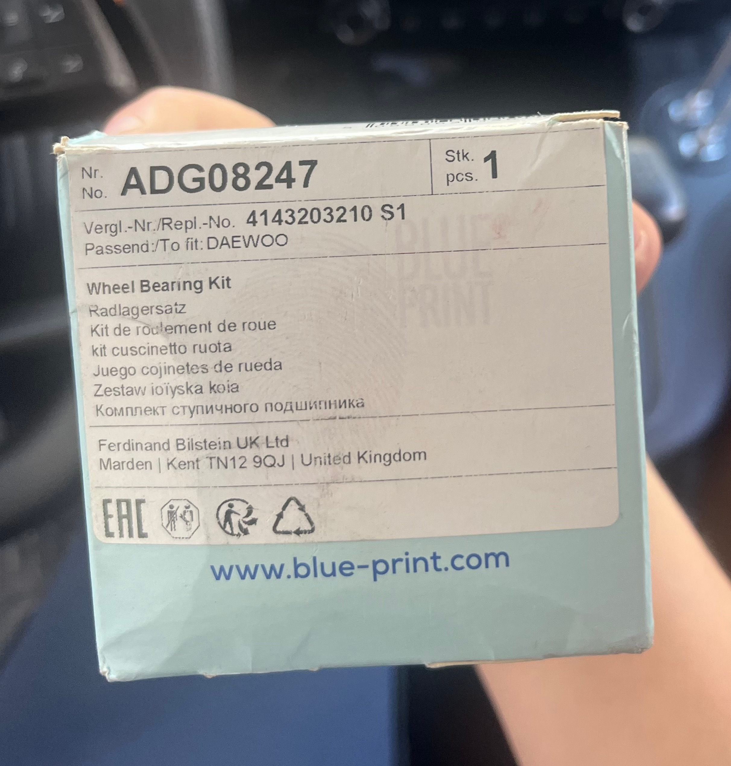 BLUE ПРИНТ КОМПЛЕКТ ПІДШИПНИК КОЛЕСА ADG08247 