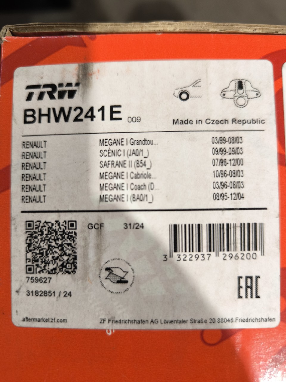 BHW241E СУПОРТ ЛІВИЙ RENAULT 