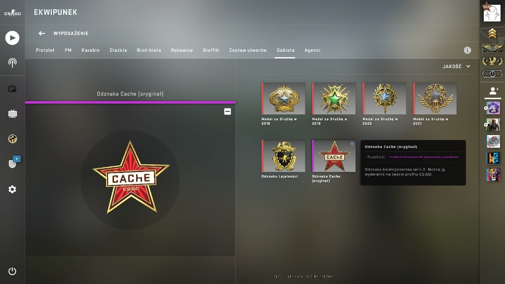 KONTO CSGO GENUINE CACHE PIN 6 ODZNAK 2600H Kunice Kup teraz
