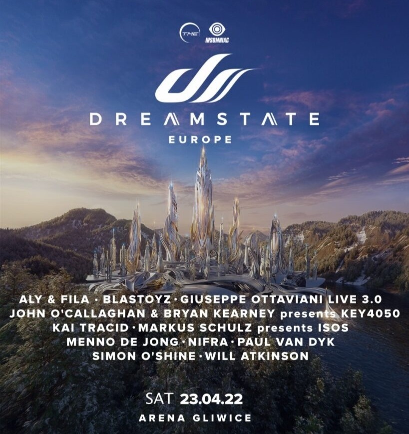 Dreamstate Europe 2022.04.23 Arena Gliwice Żarów Ogłoszenie na