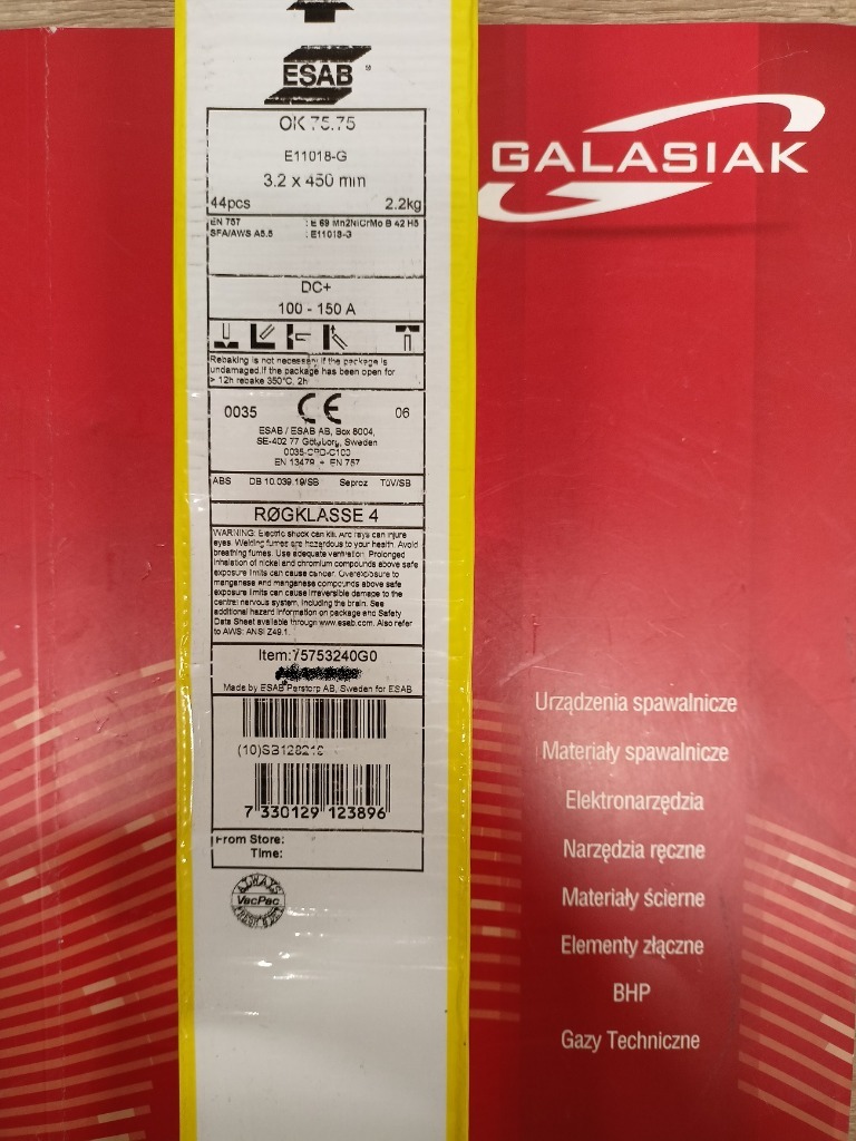 Elektrody OK 75.75 3.2x450 VacPac ( 2,2kg ) Żagań Ogłoszenie na