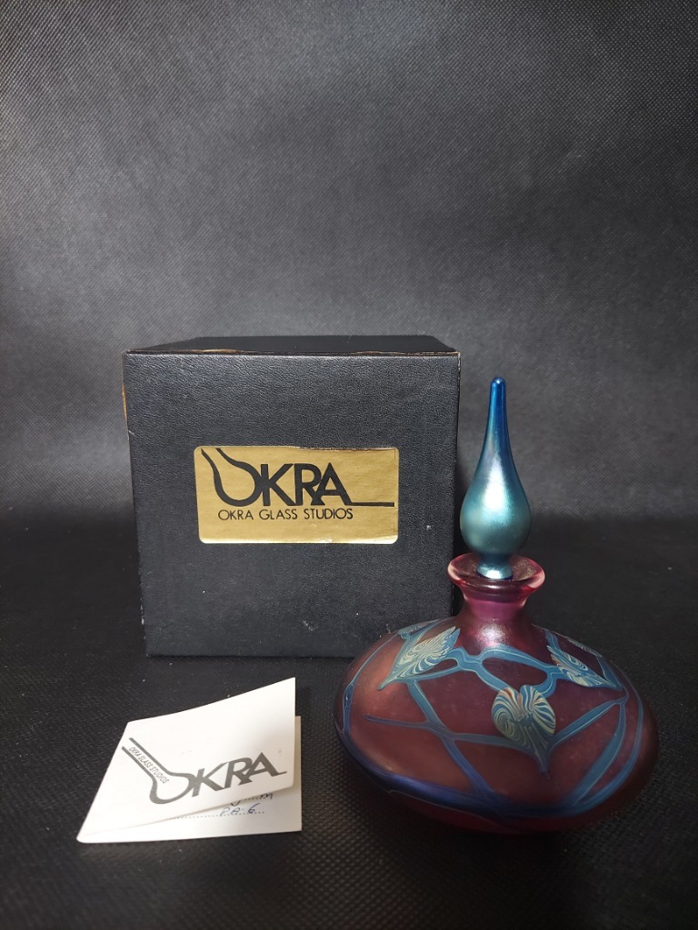 OKRA GLASS STUDIO PERFUME BOTTLES R GOLDING 1990 Siedlce Kup teraz