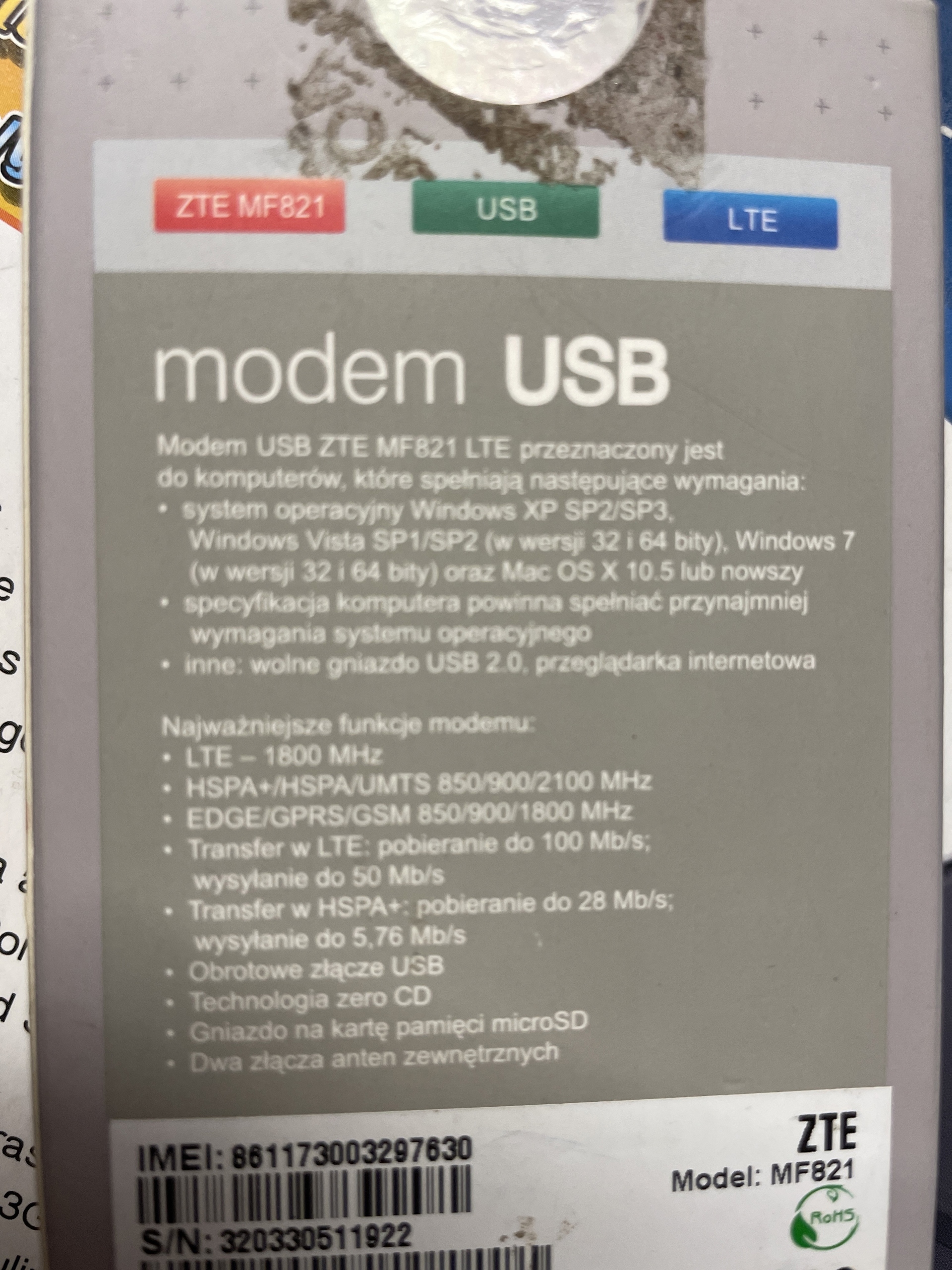 Modem LTE USB ZTE MF821 Łowicz Licytacja na Allegro Lokalnie