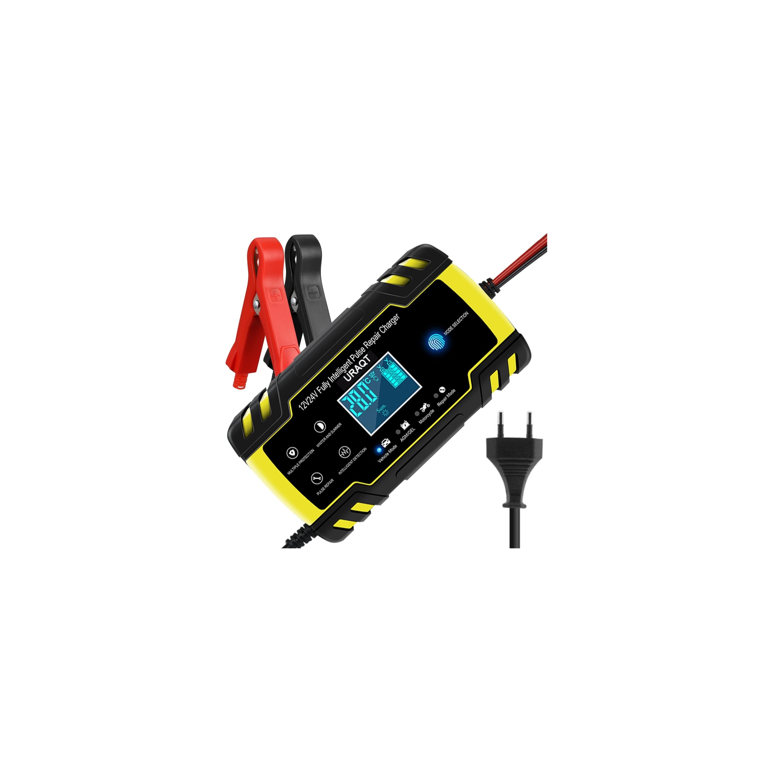ЗАРЯДНИЙ ПРИСТРІЙ URAQT 12V 24V 8A 4A LCD ЗАРЯДНИЙ ПРИСТРІЙ АКУМУЛЯТОРА AGM GEL АВТО 