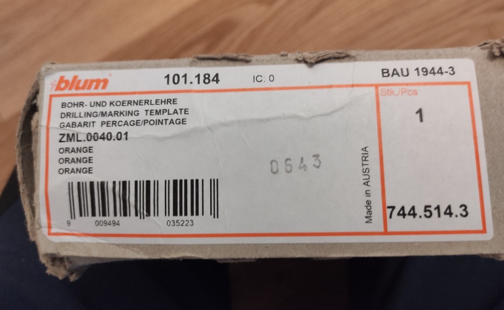 Wzornik, szablon wiertarski BLUM ZML.0040.01 Wrocław Kup teraz na