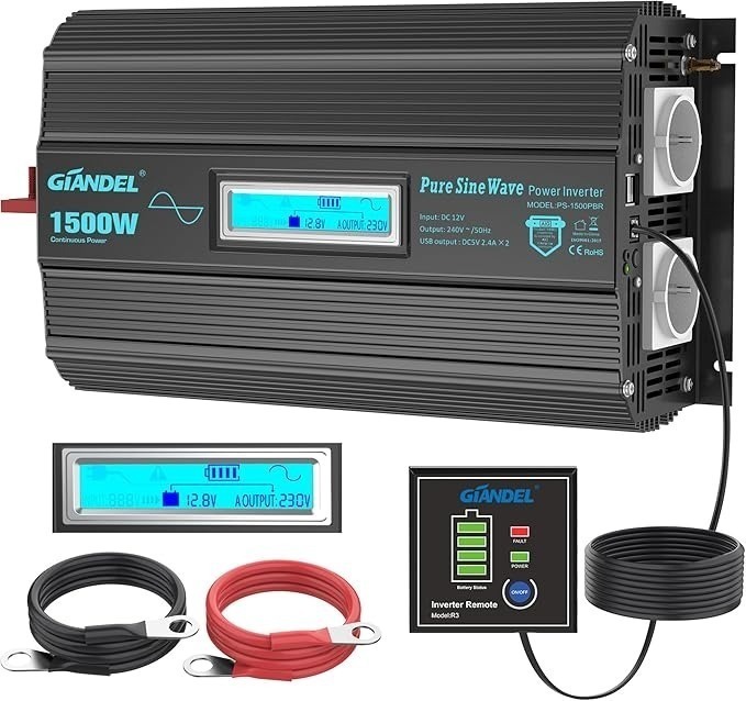 GIANDEL 1500 W – ПЕРЕТВОРЮВАЧ НАПРУГИ 12 V NA 230 V | ЧИСТИЙ SINUSOIDA 2AC 