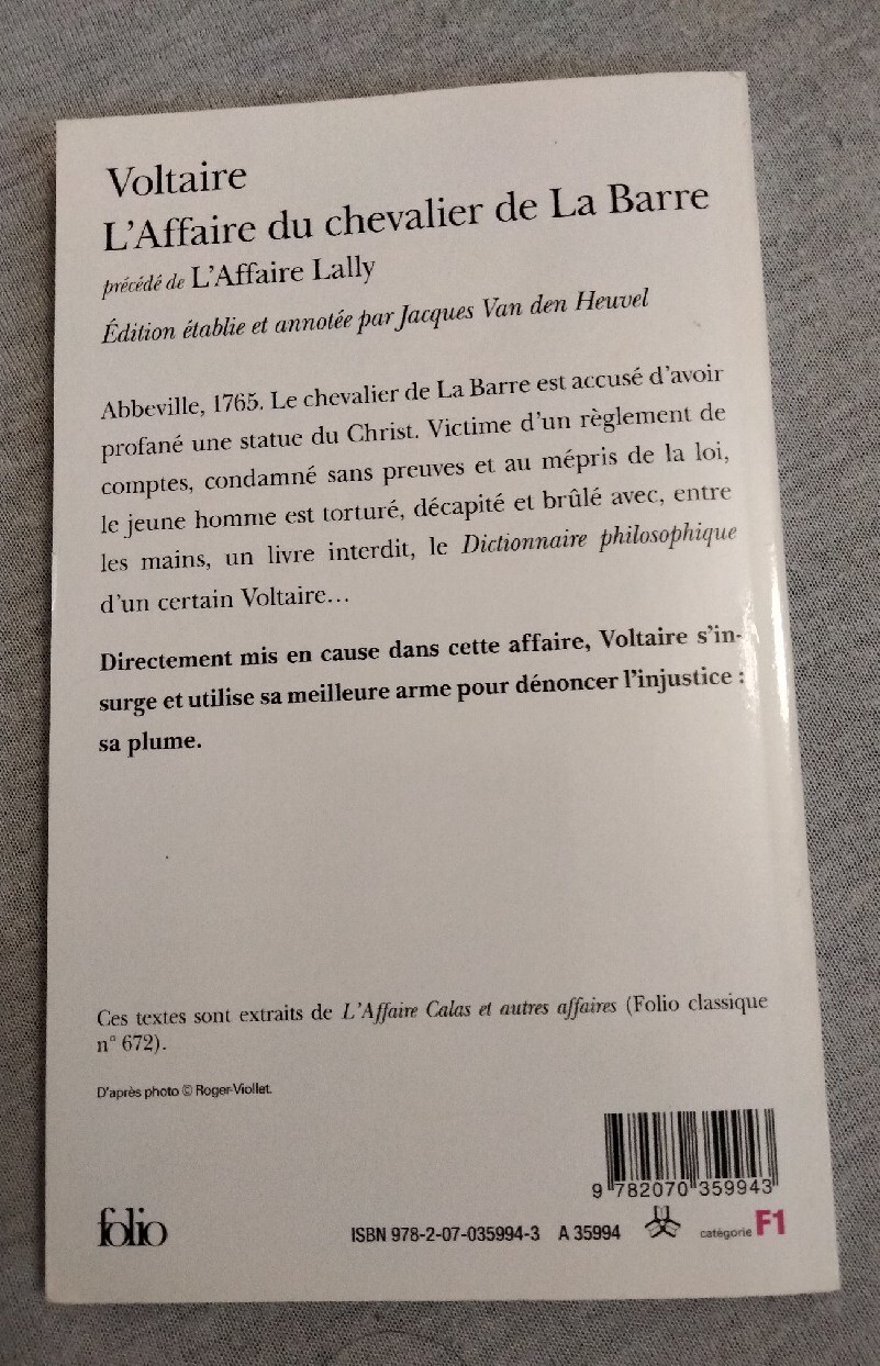L'affaire du chevalier de La Barre Voltaire Gdynia Kup teraz na Allegro Lokalnie