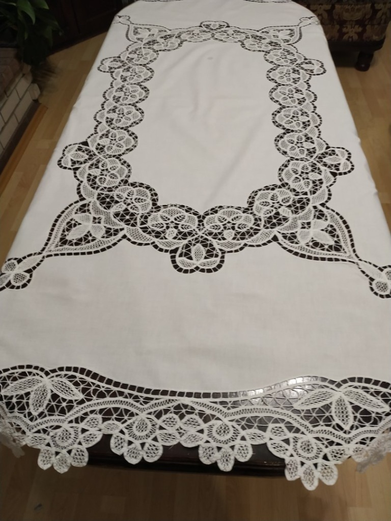 Piękny stary,biały obrus ręczna robota 170x120 Lubliniec Kup teraz