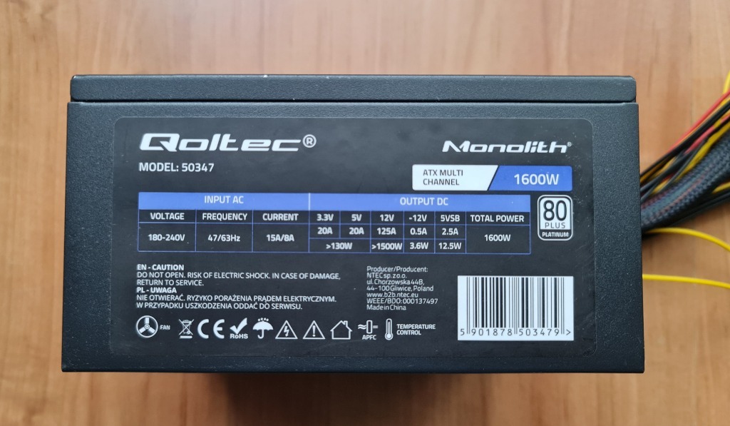 Zasilacz Qoltec ATX 1600W 80 plus Platinum Poznań Kup teraz na