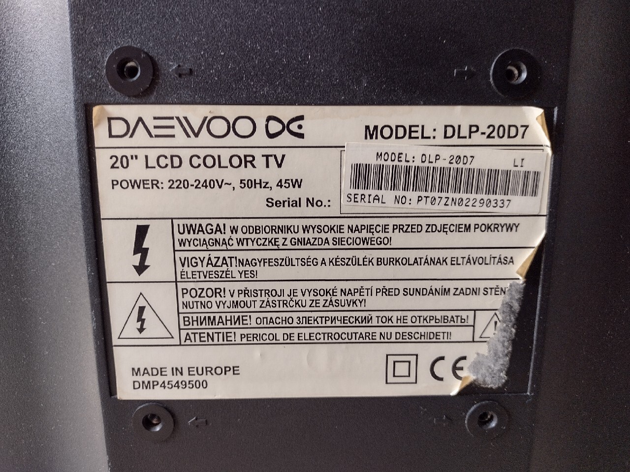 Daewoo dlp 20d7
