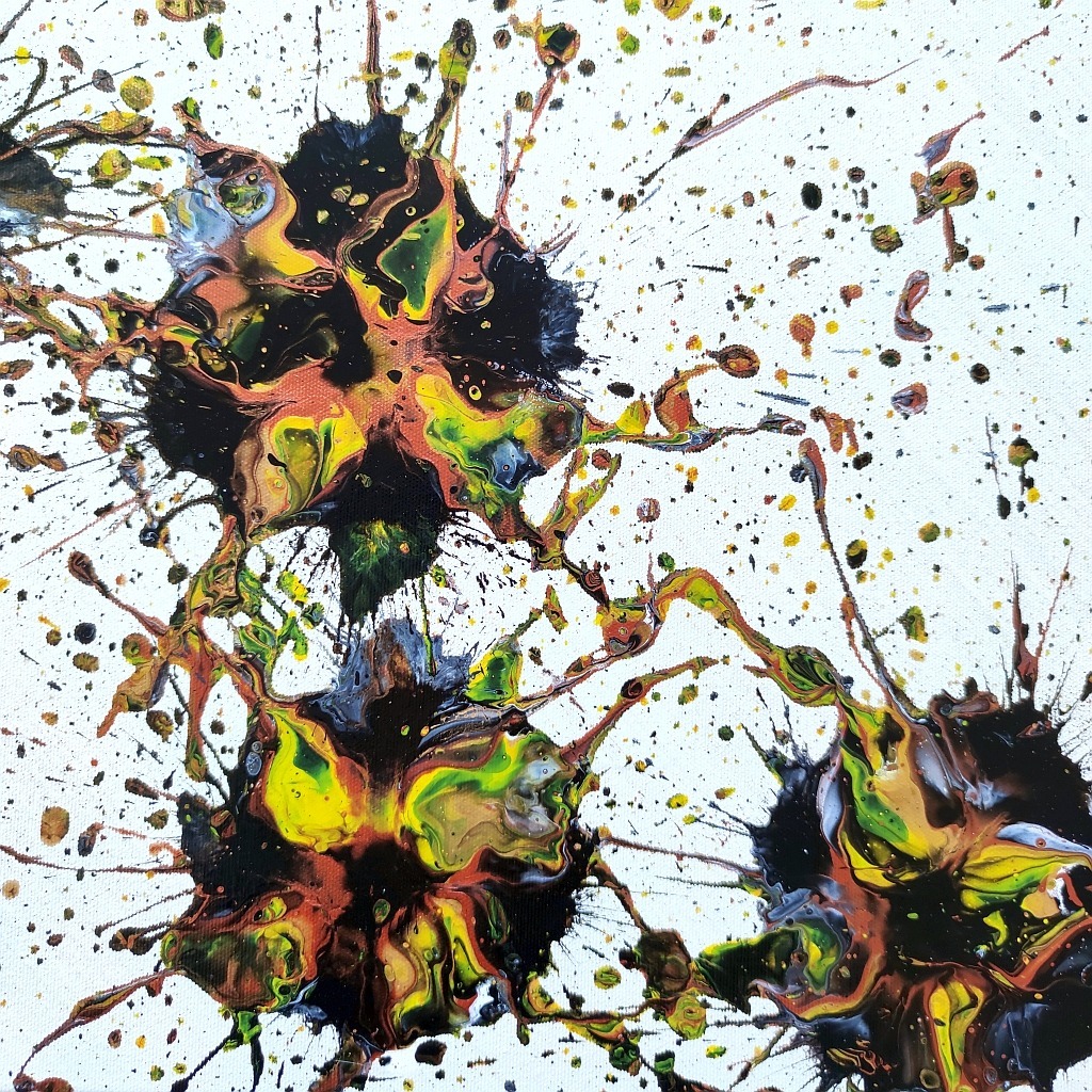 Zdjęcie oferty: Kwiaty ogniste ręcznie malowany 55x55 cm