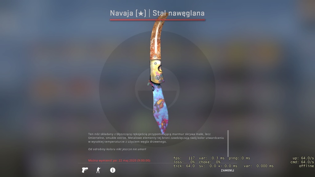 Knife Nóż CSGO Case hardened Blue Gem NAVAJA Warszawa Licytacja na Allegro Lokalnie