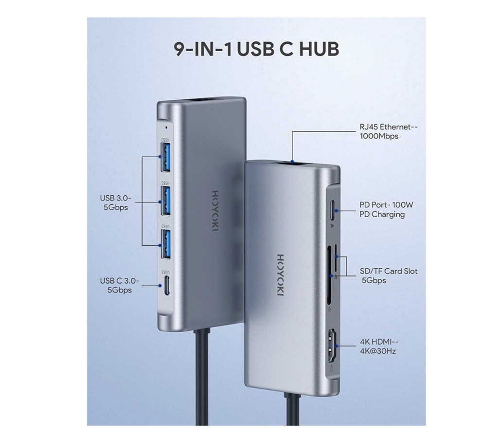 Nowy HUB Hoyoki 9w1 USB C HDMI adapter Łuków Kup teraz na