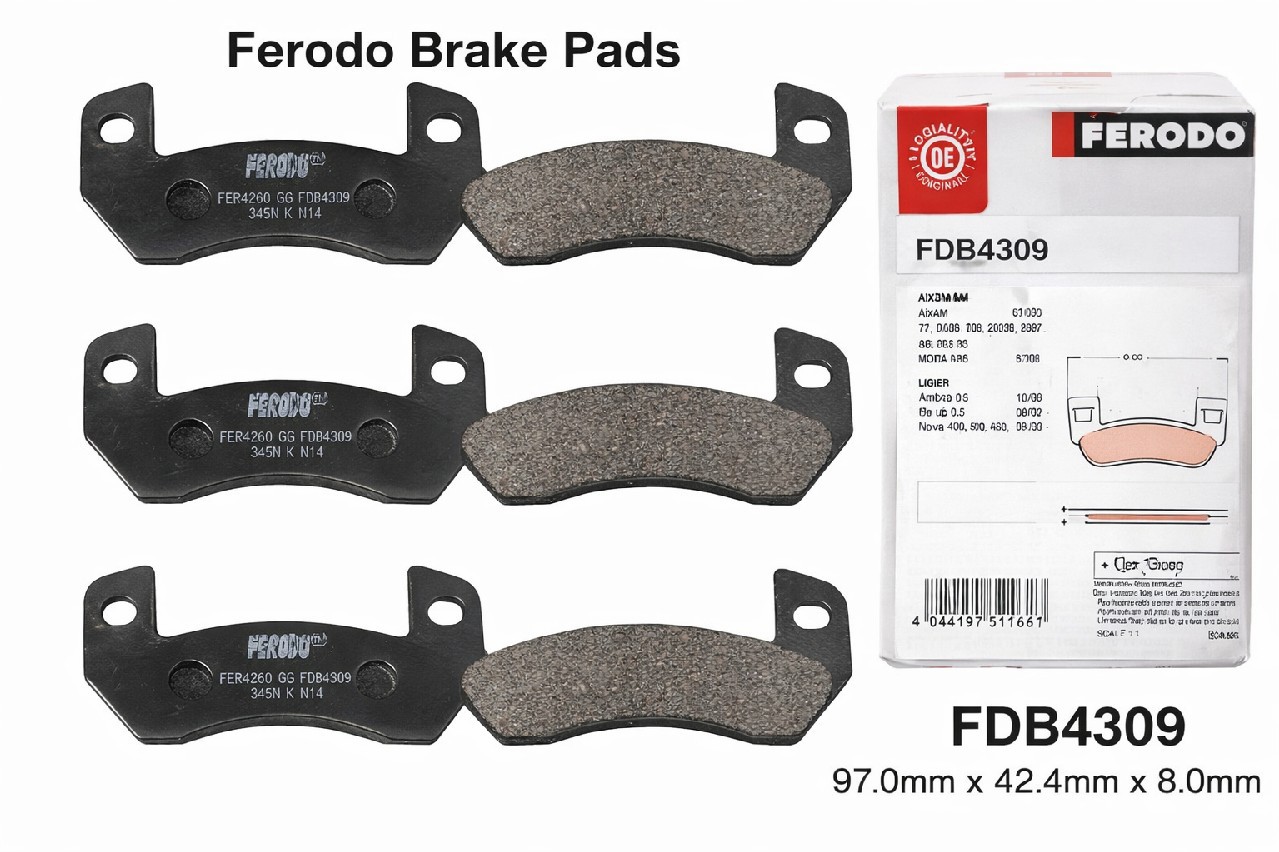 AXIAM, LIGIER, КОЛОДКИ ГАЛЬМІВНЕ ЗАД 182043, FERODO FDB4309 