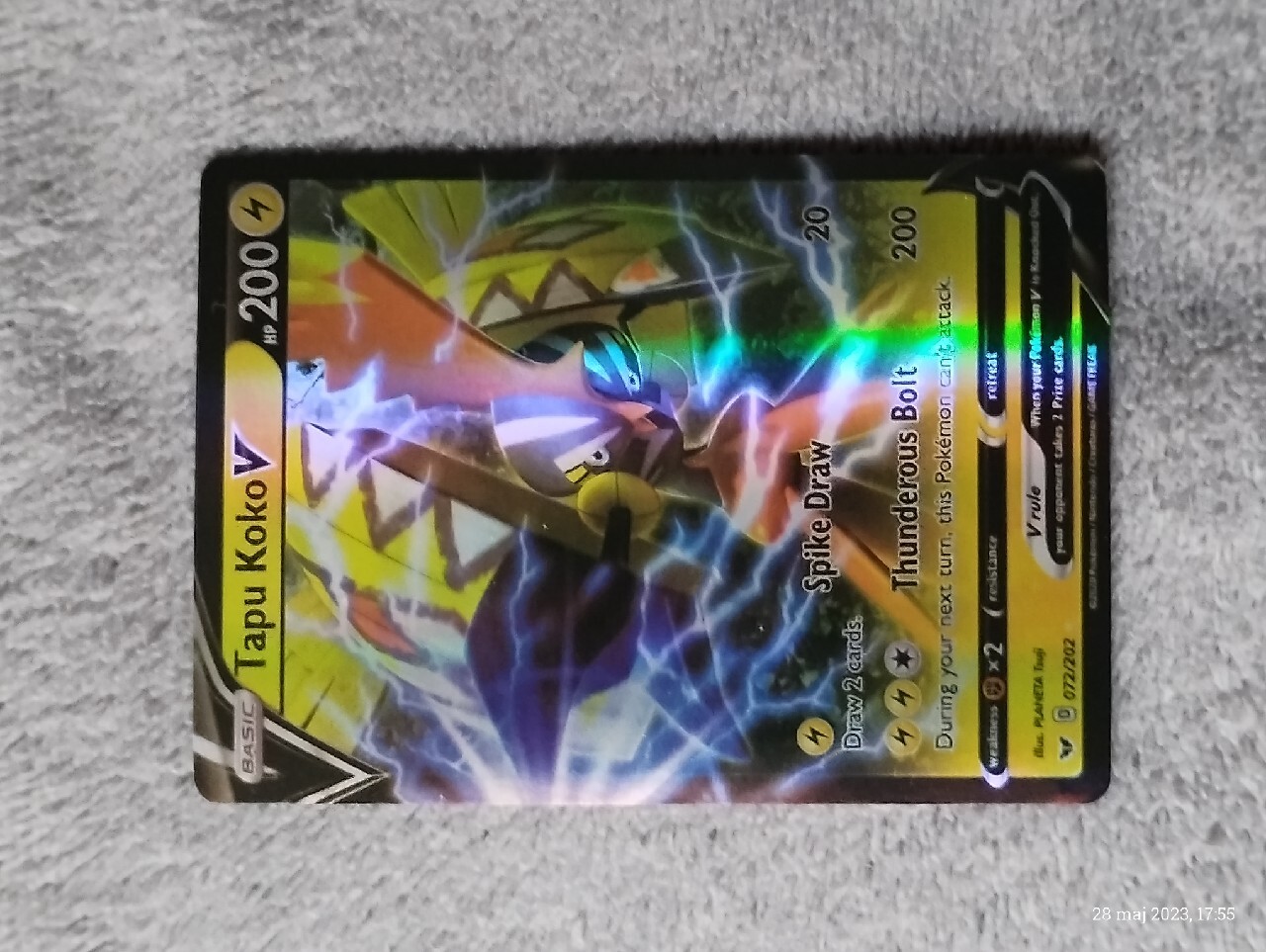 Karta pokemon Tapu Koko V Hologram. Łubna Licytacja na Allegro Lokalnie