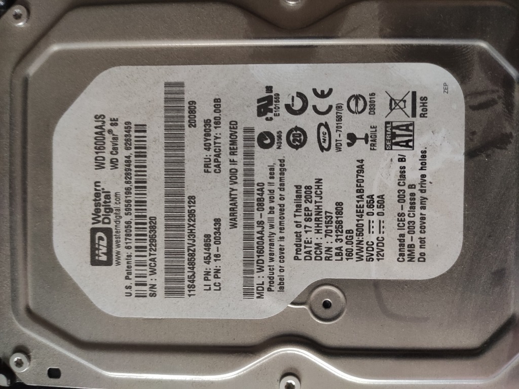 HDD WDC WD1600AAJS 160 GB SATA2 | Gliwice | Kup teraz na Allegro Lokalnie