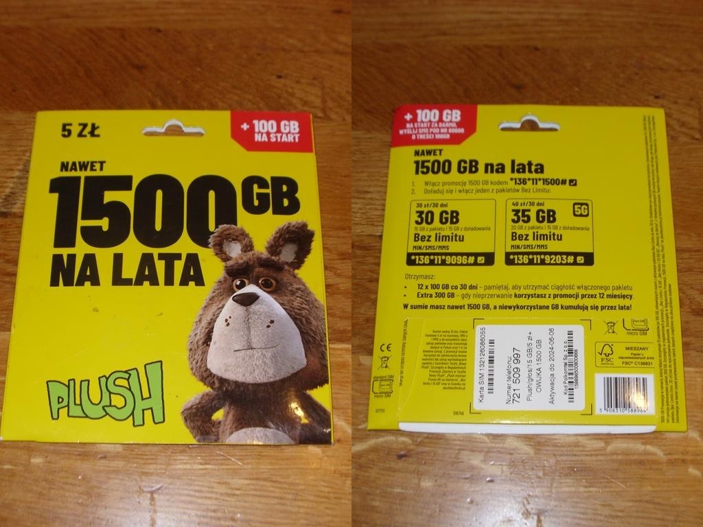 Starter z sieci PLUSH z fajnym numerem 721509997 Żmigródek Kup