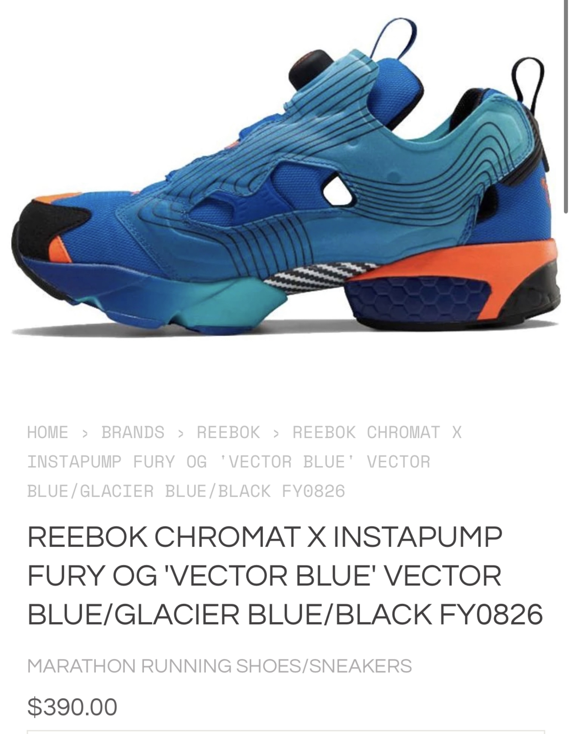 Reebok Chromat Instapump Fury Vector Blue Glacier Black FY0826