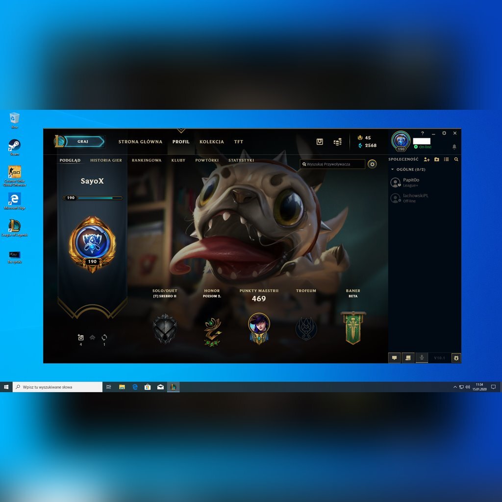Konto League Of Legends Platyna