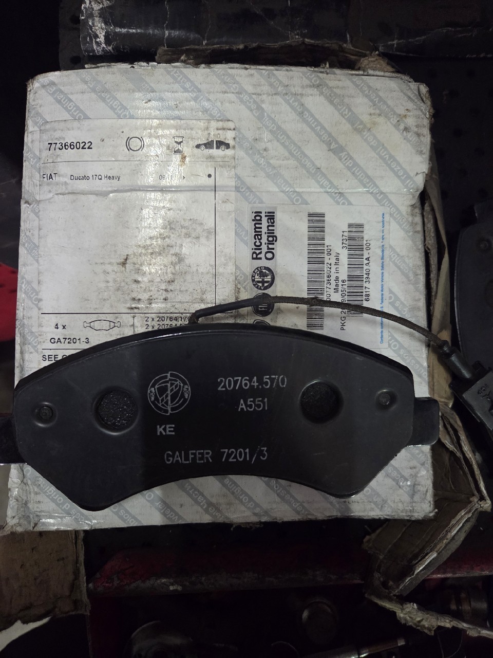 OE 77366022 ОРИГІНАЛ КОЛОДКИ ГАЛЬМІВНЕ FIAT DUCATO, PEUGEOT BOXER 