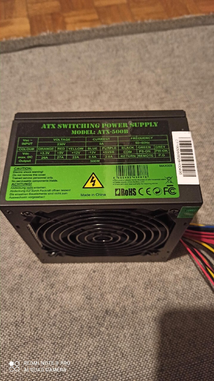 Zasilacz ATX switching power supply ATX 500B nowy. Cieszyn Kup
