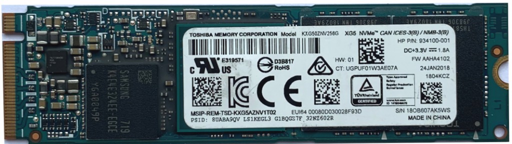 Dysk SSD Toshiba KXG50ZNV256G 256GB M 2 PCIe | Kostrzyn | Kup teraz na ...