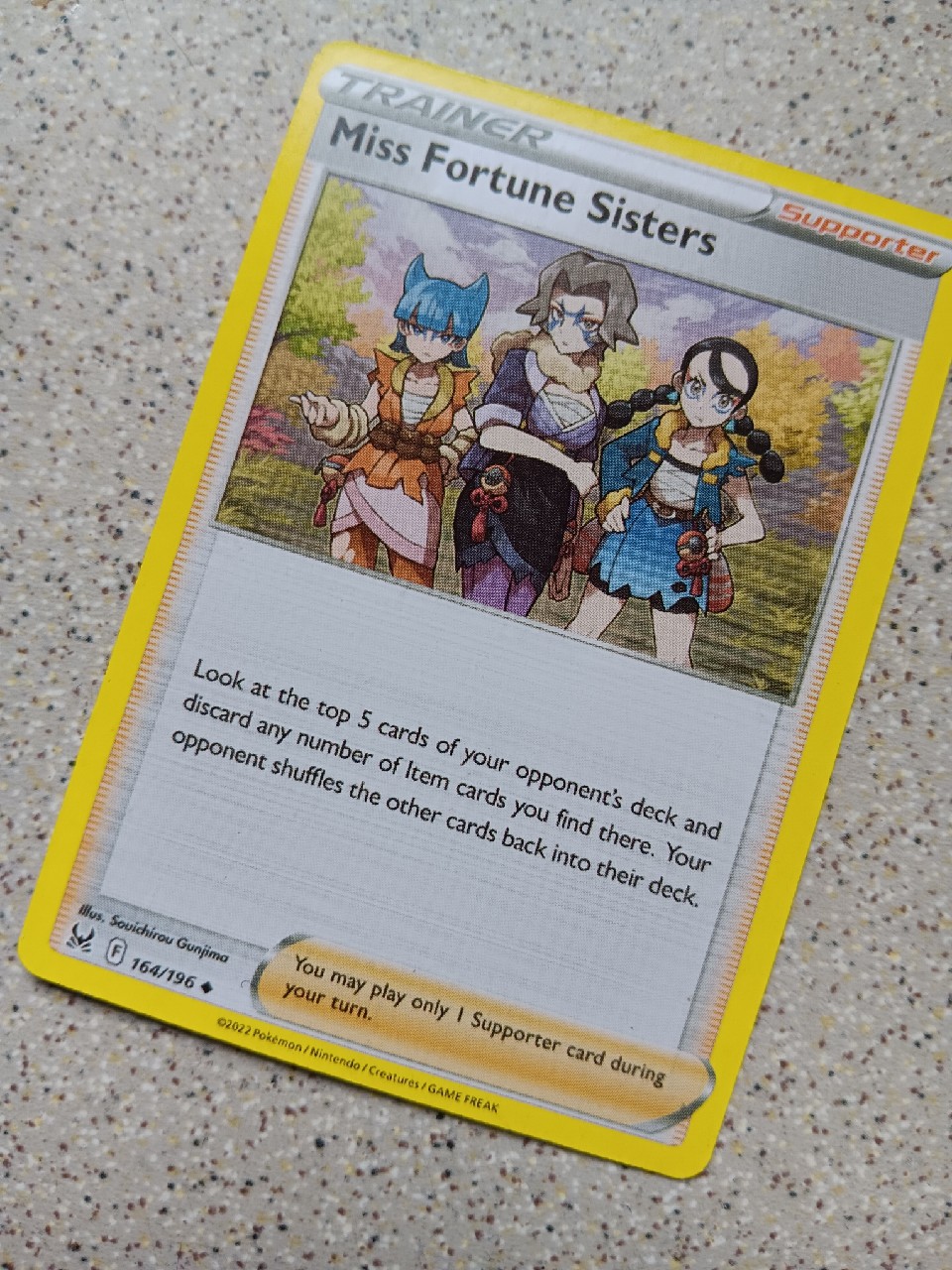 miss fortune sisters pokemon card value - 209/196 Lost Origin - Full Art Trainer Look at the top 5 cards of your opponents deck and discard any number of Item cards you find there Lost Origin - Pokemon Card