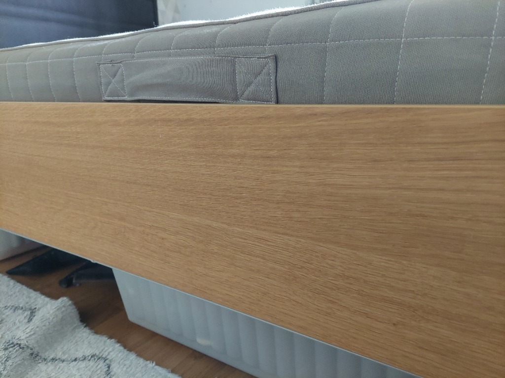 Łóżko podwójne fornir dąb IKEA OPPLAND, dno LEIRSU Kraków Kup teraz